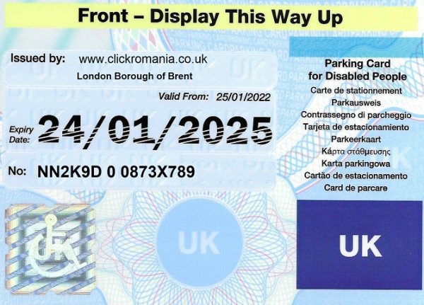 Blue Badge - permis de parcare - un tichet britanic sau european de parcare pentru persoanele cu handicap