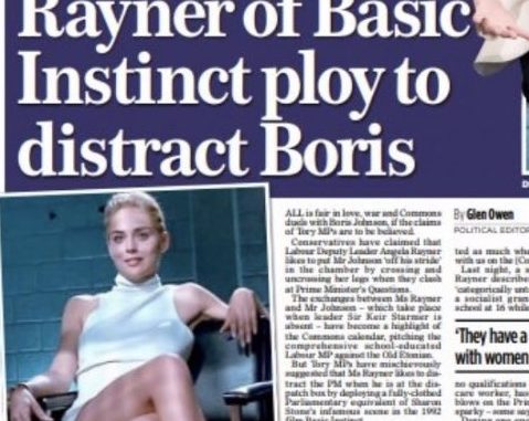 „Conservatorii au susținut că Angelei Rayner îi place să-l descontreze pe domnul Johnson în Parlament, încrucișându-și și dezcrucișându-și picioarele atunci când se ciocnesc la PMQ.”În mod clar, unii parlamentari conservatori au o problemă cu femeile în viața publică